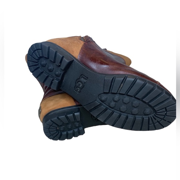 UGG Barolo Boots Brown Two Tone Leather Knee High Sheepskin Lined Sz 5.5 - Picture 6 of 6